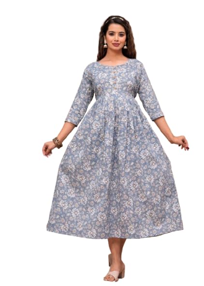 Cotton Printed Maternity Gown/Feeding Gown/Side Zip Gown-image-17