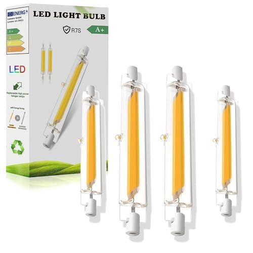 ZJZG R7S LED 118mm Bulb Dimmable, Cool White 6000K 2000LM, R7S 118mm LED Bulb 20W Equivalent 200W Halogen Light Bulbs, Flicker-Free, 360° Light Angle, Energy Saving Floodlight, 4 Pack