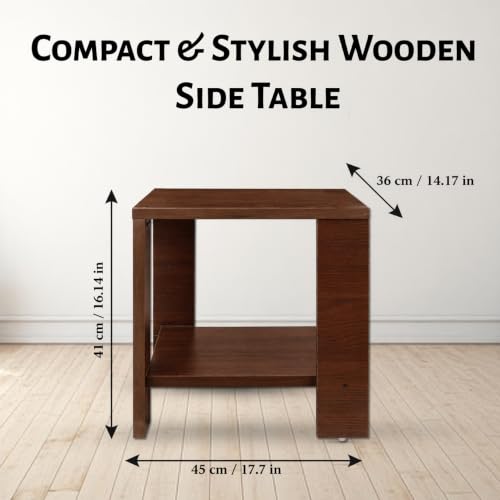 Image of SBF Furniture Small Wooden Side Table with Storage Shelf - 40x40 cm End Table Nightstand - Bedside Table for Bedroom, Living Room, Office - Modern, Durable, Easy-to-Clean Furniture