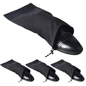 BlesMaller Schuhbeutel Baumwolle Reise Schuhsack mit Kordelzug Schuhtasche für Herren Damen Schuhe Staubbeutel (Schwarz)