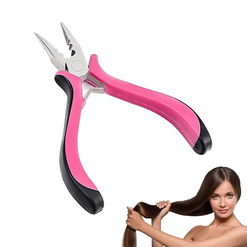 Hair Extension Pliers Mini Pliers with 3-Hole for Hair Extensions Apply and Remove Nano Beads Hair Extensions Tool for Nano Ring Hair Extensions and Micro - Pink
