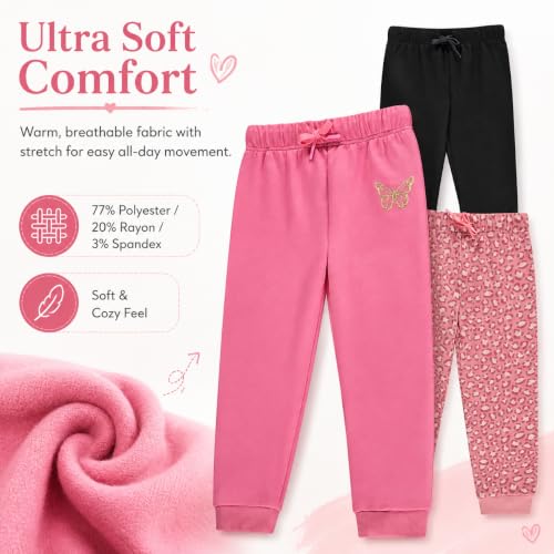 Image of BTween Kids Girls Fashion Stretch Waist Ultra Soft Jogger Pants Set 3 Pack Bundle