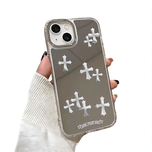 Casechics Compatible with iPhone Case,Luxury Makeup Mirror Cross Full Body Protection Soft Shockproof Cover Phone Case (White,iPhone 16)
