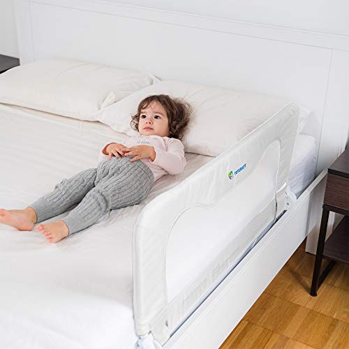 Toddler Bed Rails Guard – Universal Baby & Children Bed Rail For Box Spring &slats – Kids Bed Rails for Toddlers For Cribs, Twin, Double, Full size Queen &king bed - White (35.5L19.5H) in –By TotCraft - Thumbnail 2