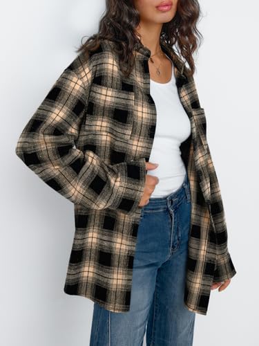 Trendy Queen Women Shackets Long Sleeve Flannel Shirts Button Down Blouse Plaid Tops Fall Outfits Fashion Winter Jackets 20253