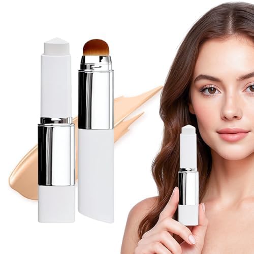 2026 Neu Color Changing Foundation Stick, 2-in-1 Farbwechselnder Foundation Stick, White Foundation mit Pinsel, Korean Foundation Makeup, Gesichtsgrundierung für Alle Hauttypen (Dark) (XDG-Dark)
