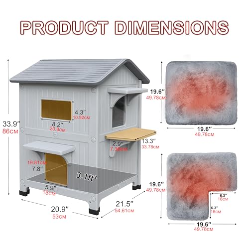 Maison d'extérieur pour chat avec tapis isolant et double porte de secours - 7