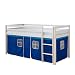 Produktbild Homestyle4u 519, Kinder Hochbett Mit Leiter, Vorhang Blau, Massivholz Kiefer Weiß, 90x200 cm