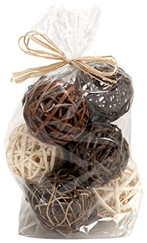 TenWaterloo Bag of Brown Natural Wicker 4 Inch Diameter Twig Orbs Balls - Bag of 9, Natural Vase and Bowl Filler