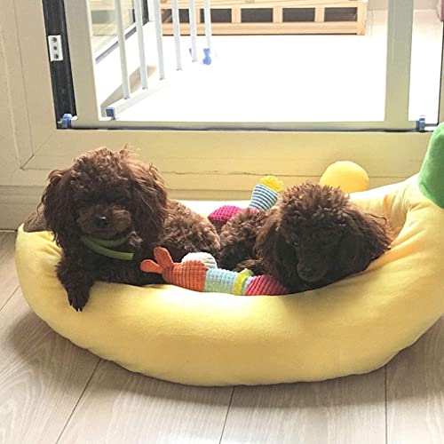 Lit de chien en forme de banane jaune coussin lavable pour chiot et chat