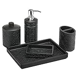 Emibele Bathroom Accessory Set, 5 Pieces Resin Countertop Bath Set Large Vanity Tray Soap Dish...