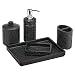 Emibele Ensemble d'Accessoires de Salle de Bain en Résine, 5 Pièces Distributeur de Savon Porte-gobelet pour Brosse à Dents Savon Distributeur, Accessoires Salle de Bains, Noir