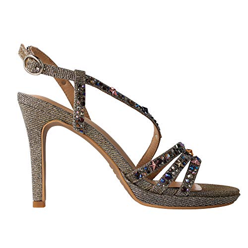 Alma en Pena V20160 - Sandalia con Cuentas Y Tacon Alto EN...