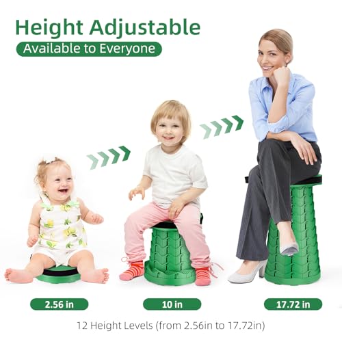 Image of Qiguet Collapsible Stool, Folding Chair - Upgraded Portable Chair with Load Capacity 400lbs, Portable Stool for Camping Fishing Hiking - Folding Stool,Gifts for Fisherman (All Army Green)
