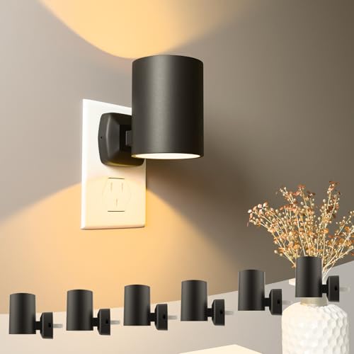 Image of Night Lights Plug into Wall: ETL Night Light Plug in - LED Dimmable Night Light Dusk to Dawn Light Sensor, Soft Warm 2700K, Adjustable Brightness, Wall Lights for Bedroom, Hallway, Stairs - 6 Pack