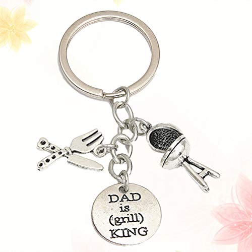 Amosfun Vater Keychain Geschenk geschnitzten Papa ist Grill König Silberwaren Anhänger Schmuck Papa Geschenke zum Vatertag - 5