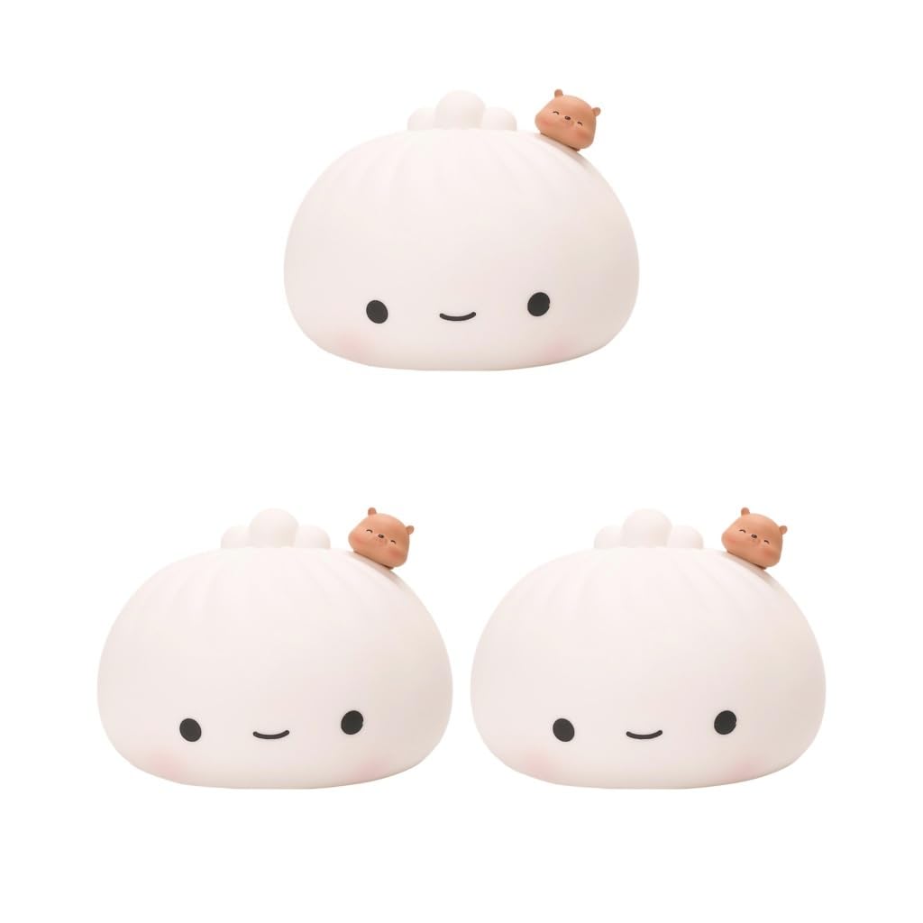 Lot de 3 veilleuses à capteur tactile en forme de chignon multicolore pour chambre de bébé, lampe de chevet de bureau, ours, style A