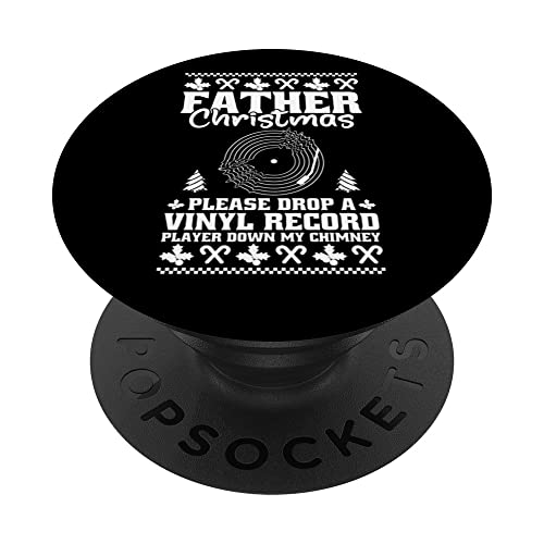 Vinyl Xmas Disc - Lp Record Vinyl Christmas PopSockets Swappable PopGrip, Black