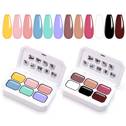 Kit de esmaltes en gel Gradient Painting, 12 colores nude y blanco negro miniatura 1