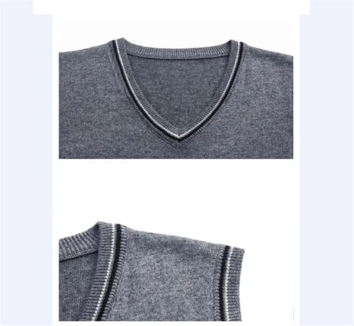Dndrdhfb Men's Solid Color Sweater Vest, Wool Pullover, V-Neck Sleeveless Knitted Vest3