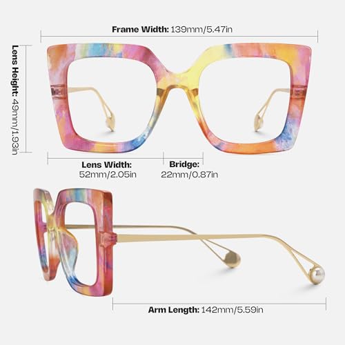 Image of Zeelool Oversized Thick Blue Light Glasses for Women Square Eyeglasses Anti Blue Light Chic Multicolor Eyewear JGT001892-16B, Medium