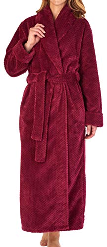 Slenderella Ladies 52'/132cm Long Luxury 300gsm di spessore morbido rosso scuro cialda pile scialle colletto bagno accappatoio vestaglia casa cappotto XL UK 28/30