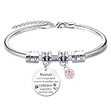 XWXW - Pulsera de regalo para mamá, de plata, talla ajustable, grabada con palabras que expresan amor a la madre, para mamá, Navidad, cumpleaños, día de la madre, L