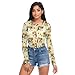 Cartoon Penguin Sunflower See Through Tops for Women Mesh Sheer Tops Long Sleeve Women Blouse Handle Zipper Beach Camping Swimming Pool Size XL