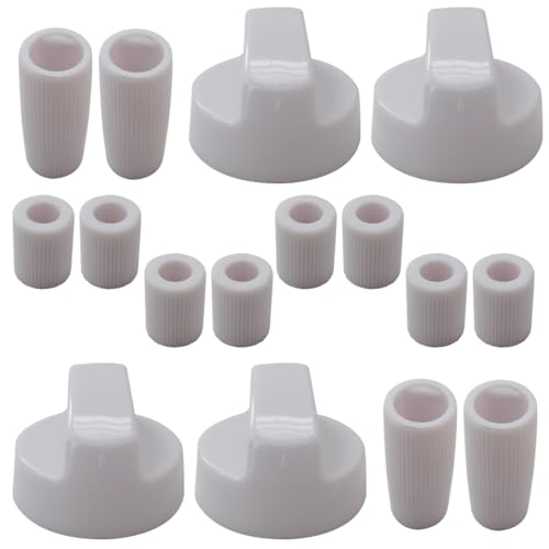 USonline911 Upgraded 4 Pack Control Knobs,Approx. 1.65 Inch/ 42 Mm In Diameter And 1.02 Inch/ 26 Mm In Height with 12 Adapters for Oven/Stove/Range-White