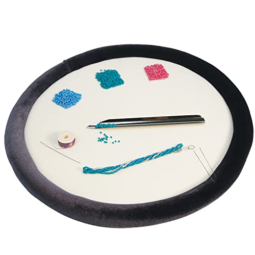 The Beadsmith Craft Bumper, Basic Elements, Round Shape, 12” Diameter, 1” Bumper Border, Sturdy Design Tray with Raised Edge