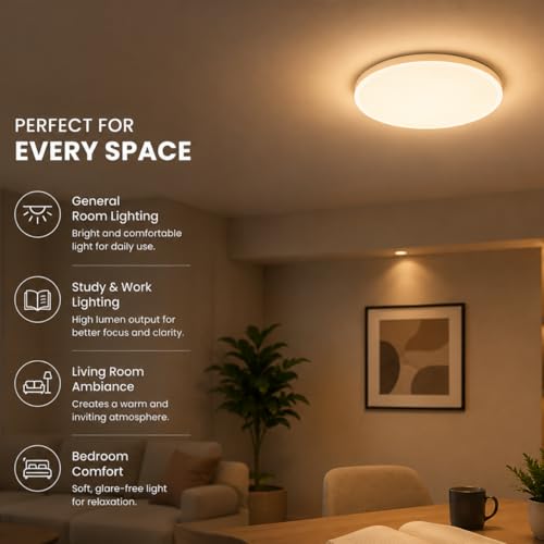 Image of Instapower Aluminium Recessed Ceiling Light Ultra Slim Round LED Downlight 2-Year Warranty (Warm White-24W)