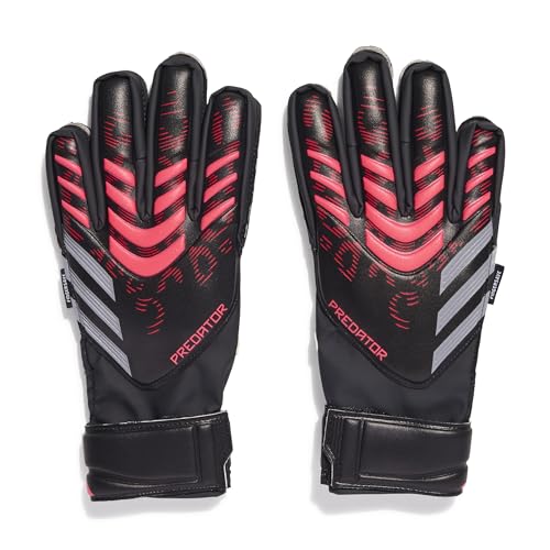 adidas Unisex-Adult Match Predator Fingersave Goalie Soccer Gloves, Black/Black/Lucid Red, 7