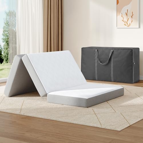 PIXOURA Trifold Mattress Twin Size, 4 Inch Foldable Memory Foam...