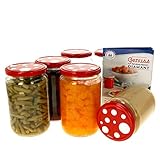 mambocat - set di 6 barattoli in vetro da 720 ml con coperchio con decorazione a funghi i twist-off to 82 i rotondi / vasetti in vetro i + libro di ricette in omaggio