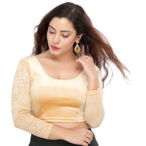 Image of Vamas Women's Velvet Non-Padded Stretchable Long Sleeve Saree Blouse (A-46)