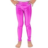 BYONEME Girl's Metallic Mystique Leggings 80s Outfit for Girls neon Glitter Sequin Pants Glitter Tights
