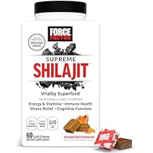 Force Factor Supreme Shilajit, Premium Himalayan Shilajit for Men & Women, Promote Energy, Stamina, Immune Health, Endurance & Focus, Smoked Old Fashioned Flavor, 60 Soft Chews