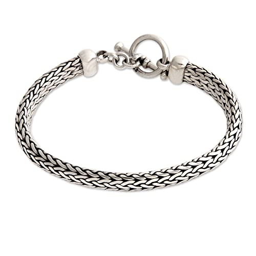 Novica .925 Sterling Silver Men's Chain Bracelet 'All Night' #TOP15
