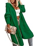 Aoysky Womens Long Cardigans Cable Knitted Open Front Oversized Hooded Outerwear Sweater Coat Green