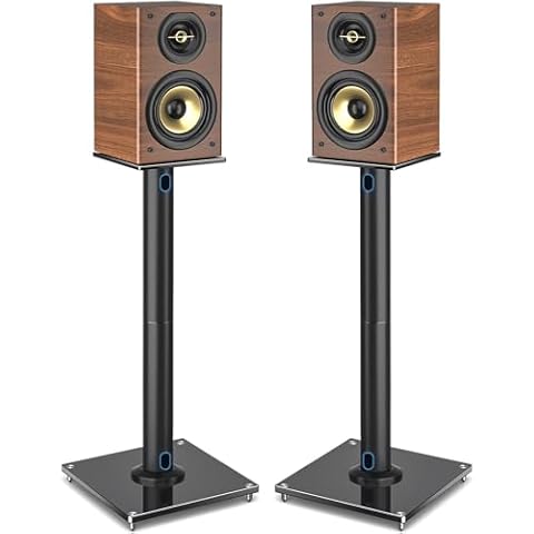 Rfiver Upgraded 45° Swivel Speaker Stands Pair for Surround Sound, Heavy Duty 28 Inch Bookshelf Speaker Stand Each Holds 22lbs Large Speaker, Floor Speaker Stand Built-in Cable Management, 1 Pair Cover