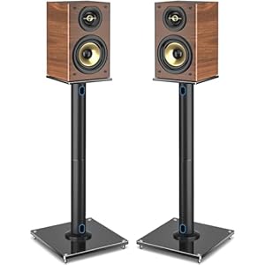 Rfiver Upgraded 45° Swivel Speaker Stands Pair for Surround Sound, Heavy Duty 28 Inch Bookshelf Speaker Stand Each Holds 22lbs Large Speaker, Floor Speaker Stand Built-in Cable Management, 1 Pair