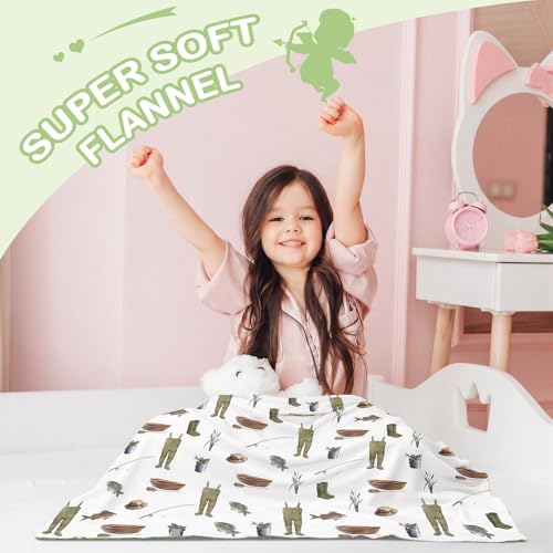Image of HunnmingRe Baby Blanket for Boys Fishing Blankets for Newborn Double Layer Toddler Registry Nursery Must Have, 30 x 40 Inch Soft Muslin Cotton Front Dotted Fleece Backing