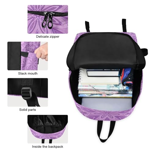 Ensemble sac à dos et sac à déjeuner mandala violet robuste