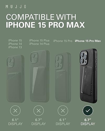 Mujjo Leather Wallet Case iPhone 15 Pro Max étui porte-carte - 5