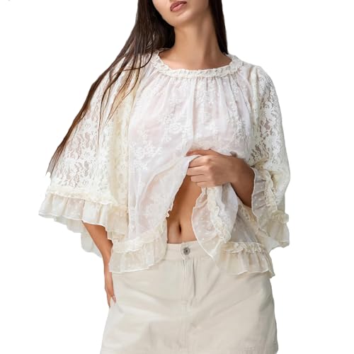 Haut de plage en dentelle blanche femme tunique vacances d'été légère