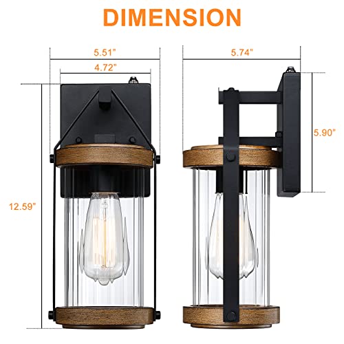 LONEDRUID 2 Pack Dusk to Dawn Outdoor Wall Light Fixtures Photocell Sensor Exterior Lantern Sconce Lighting Waterproof Outside Wall Mount Lamp for House Patio Garage Entryway Doorway by LONEDRUID - Image 6
