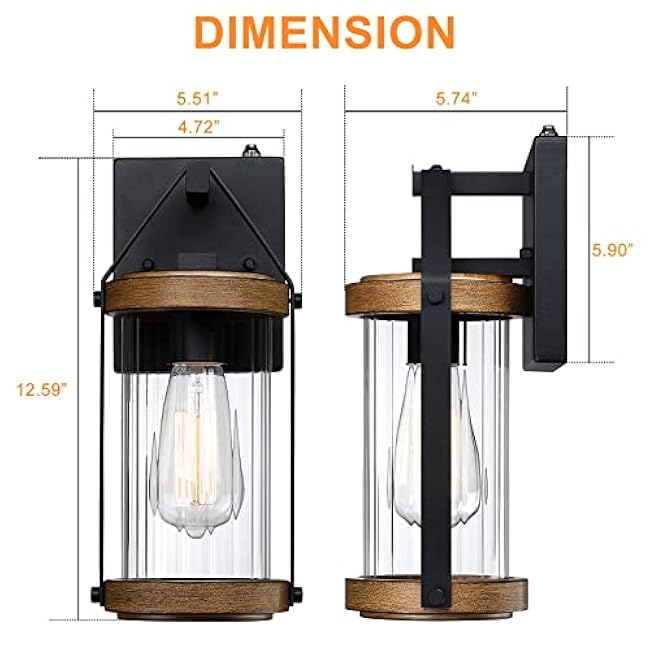 LONEDRUID Outdoor Wall Light Fixtures with Dusk to Dawn Photocell Sensor, Waterproof