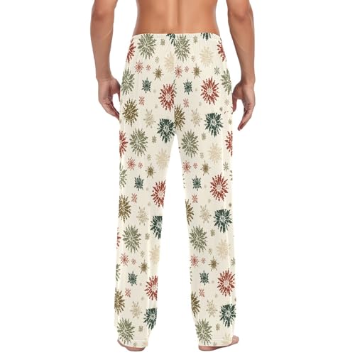 Christmas Snowflakes Men's Pajamas Pants Cotton Sleep Bottoms Pants Lounge Sleepwear - S3