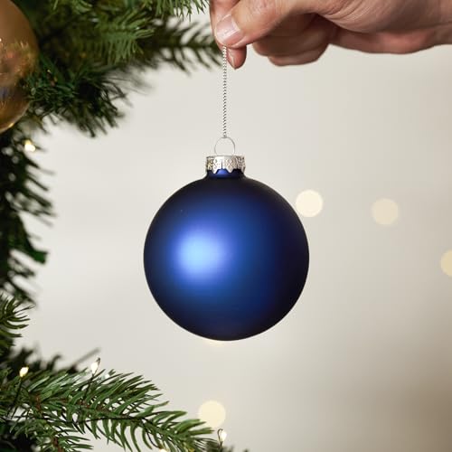 DN DECONATION 9 Weihnachtskugeln 8cm, Blaue Christbaumkugeln Glas Set – Ansicht 2