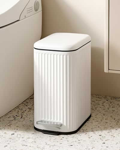 Cesun Bathroom Small Trash Can with Lid Soft Close - 1.3 Gallon Slim Garbage Can with Removable...